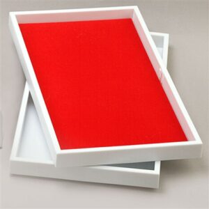 White Stackable Wood Tray