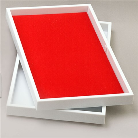 White Stackable Wood Tray