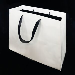 16X6X12 Eurotote White Shopper Ribbon Handle