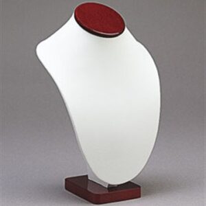 7 1/2" White Leather w/ Rosewood Trim Necklace Display