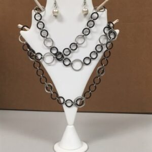 Necklace/Earring Stand White Leather