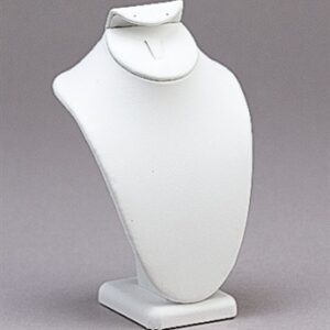 7 1/2" White Leather Necklace, Earring, & Ring Combo Display