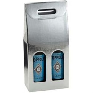 2 Bottle Carrier Silver Linen