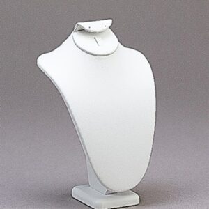 6 1/4" White Leather Necklace, Earring & Ring Combo Display