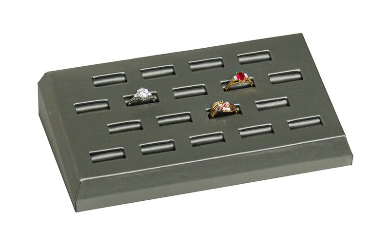 18 Slot Ring Angled Silver Stand