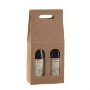 2 Bottle Carrier with Window-Tawny Textured Rib