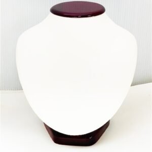 7 1/4 White Leather W/ Rosewood Trim Necklace Display