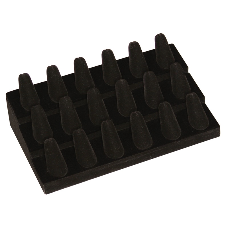 18 Finger Black Velvet Ring Display