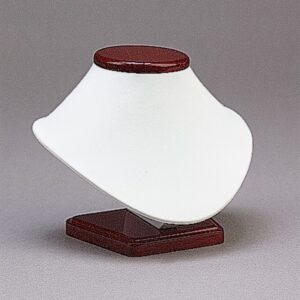 5 1/8" White Leather w/ Glossy Rosewood Trim Necklace Display