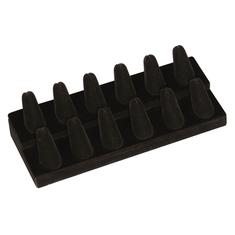 12 Finger Black Velvet Ring Display