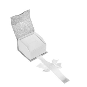 NRY-02 Silver Magnetic Ribbon Ring Box