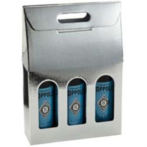 3 Bottle Carrier Silver Linen