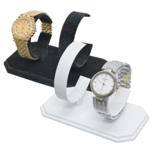 Two pair White Faux Leather Watch Display