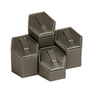 4 Piece Ring Stand Silver Leatherette
