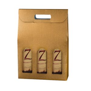 3 Bottle Carrier Matte Gold Embossed