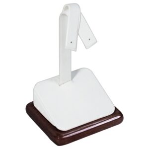4 3/4" H - 1 Pair Earring Stand White w/ Rosewood Trim
