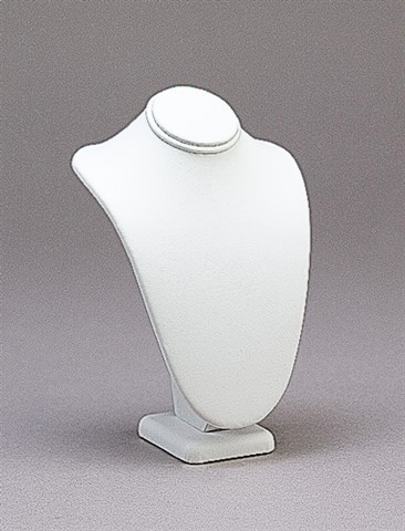 11" White Leather Necklace Display