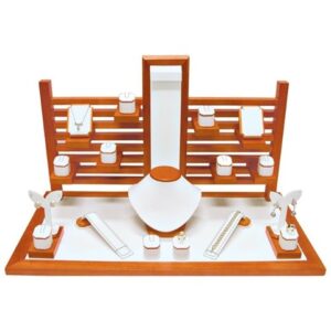 Set 33- White Faux Leather w/ Oak Trim